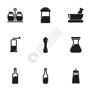 调味料图标以香料和调料为主题的图标矢量插图插画