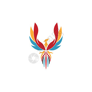 翅膀图形凤凰徽标图标设计公司红色火焰插图徽章羽毛创造力动物标识商业插画