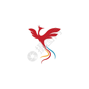 鹘凤凰徽标图标设计创造力插图火焰标识商业翅膀动物羽毛公司红色插画
