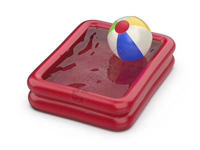 红儿童游泳池和海滩球背景图片