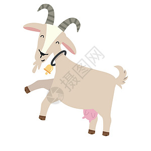 农家院素材可爱的山羊平面卡通漫画人物插画