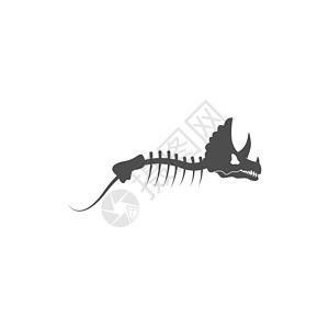 克诺恐龙化石图标设计插图侏罗纪恐龙骨骼颅骨古生物学爬虫黑色动物插画