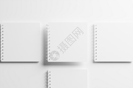 螺旋图平方螺旋笔记本 3D 显示白色白板混凝土框架办公室教科书银框3d记忆小样样机杂志活页夹背景