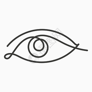 线条画眼睛图标 单画眼科医生符号 线条艺术眼睛 连续单线视觉绘图 一个轮廓线条眼球标志 线性矢量插图背景图片