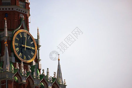 斯帕卡亚塔莫斯科克里姆林宫 Spasskaya 塔 著名的编钟是俄罗斯的主要时钟 俄罗斯的景点 历史建筑 国家的象征 莫斯科的热门景点城市背景