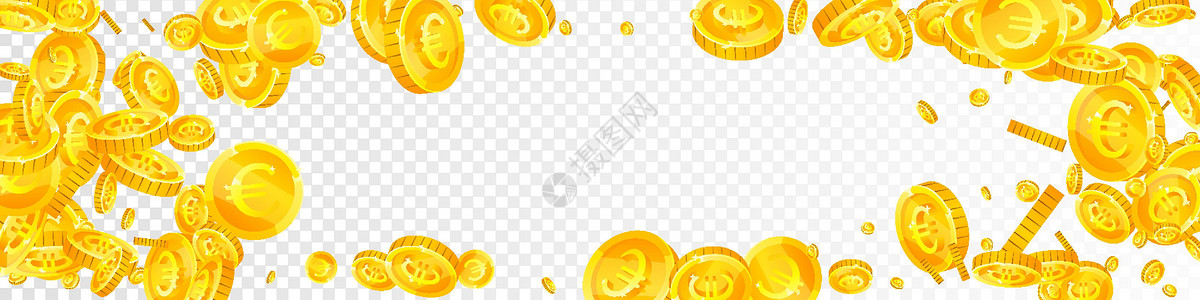 欧洲联盟的欧元硬币贬值 碎金游戏成功货币金币空气金子大奖财富飞行银行业背景图片