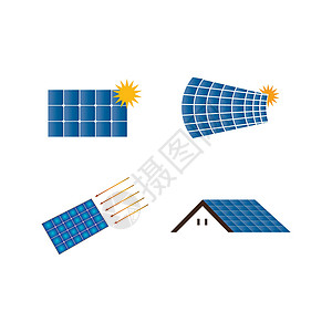 太阳能图标太阳能电源矢量图标蓝色程式化坡度商业标识光伏太阳绿色安装生态设计图片