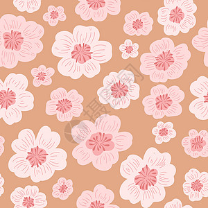 花田图案 花电图案 60年代的嬉皮图案柜台纺织品手绘打印雏菊矢量花头涂鸦艺术背景图片
