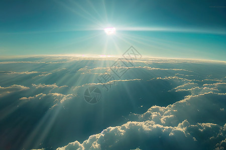 空中飞机窗口视视时云层和蓝色背景图片
