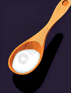 盐勺密闭的木勺子加满盐烹饪香料甜点木头粉末插图胡椒桌子面粉餐具插画