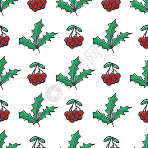 花梨木数字纸 划线白莓和霍利矢量图插画