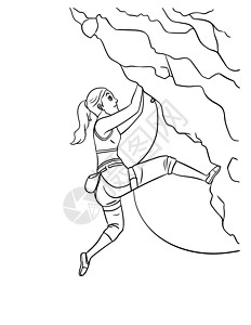 本普顿悬崖为孩子们攀岩孤立的彩色页面插画