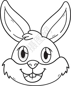 孩子们孤立的兔子头独白彩色页面插图兔年动物图画书手绘染色绘画八字怜悯儿童背景图片