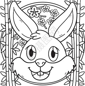 兔子涂色页头年的兔子背景图片