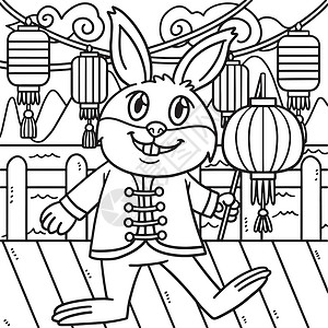 兔子与野兔彩色绿灯年的兔子背景图片