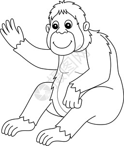 本迪戈Orangutan 动物给孩子们单独涂色页面插画