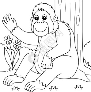 本迪戈儿童奥兰古塔动物颜色页面插画