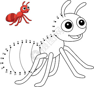 孩子们的点点到点Ant 孤立的颜色页面背景图片