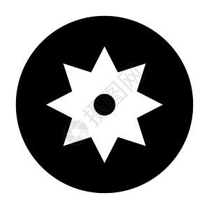 黑圆中的简单白太阳图标背景图片