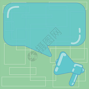 蓝色长方形为网络横幅制作宣传材料的空版文本 模拟模版Megaphone矢量和带反射的Blank 矩形颜色语调泡沫插画