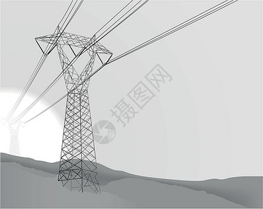 加莱里塔高压加电力电线马斯特插画