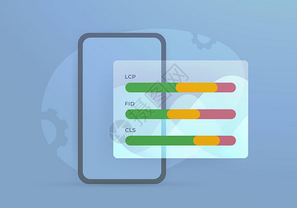 LCP FID CLS-核心网络生命量网站的业绩计量 智能手机 带有移动网站版本扫描结果 矢量图概念背景图片