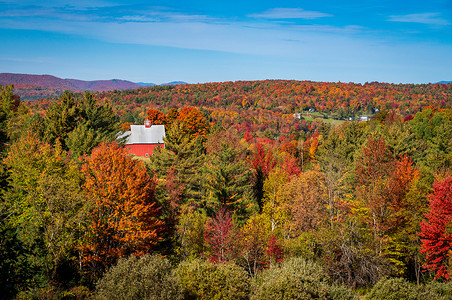 颜色农村的秋天的颜色红谷仓高清图片
