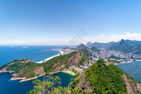 里约热内卢海岸 城市全景区风景全景岩石旅行天线游客旅游海岸线海洋景观背景