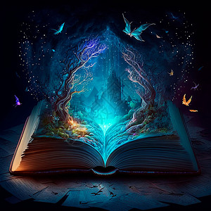 有魔法的书闪耀天空高清图片