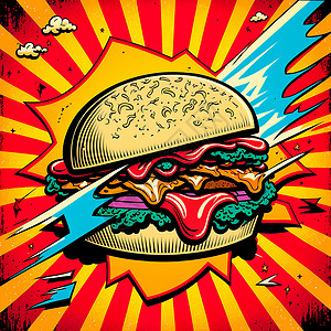 小笼包海报汉堡图 绘画 复古艺术饮食牛肉芝士插图食物面包沙拉黑板午餐草图背景