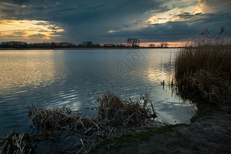 波兰东部湖边的夜视波兰东部高清图片