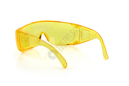 黄色塑料眼镜工人实验室建造工业白色科学运动面具安全配饰背景图片