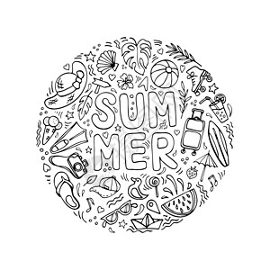 符号剪贴画黑色和白色的夏日符号插画