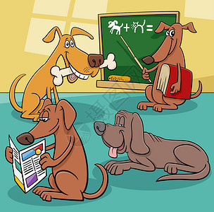 有趣的卡通漫画狗漫画角色组演讲老师报纸吉祥物收藏黑板鼻子尾巴绘画狗骨头背景图片