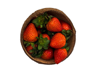 在白色背景上被孤立的美味草莓红色水果浆果背景图片