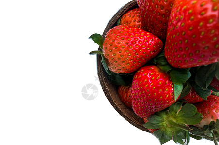 在白色背景上被孤立的美味草莓红色浆果水果背景图片