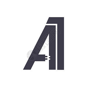 电器潮流字体电子 电气和数字商店产品的 A1 标志 在白色背景 微芯片 电源插座上隔离的标志设计 开发名片 标签和贴纸背景