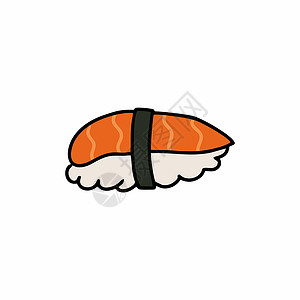 三文鱼图标日本寿司加大米和鱼 白底矢量图标插画