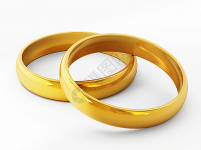 金金婚戒指 3D插图背景图片