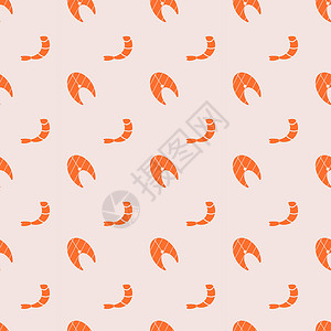 鲑鱼牛排和虾 无缝模式 矢量背景图片