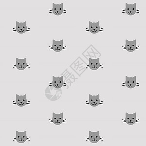 可爱灰猫灰猫 无缝模式 矢量设计图片
