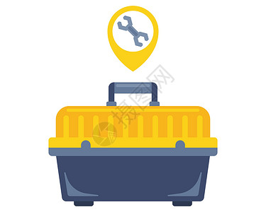 简单的工具黄色塑料工具储存箱 用于家务工作插画
