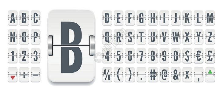 机场翻转板用于飞行启程或财务信息显示的机械abc机轴 用于股票汇率矢量说明的白终端记分板字体背景图片