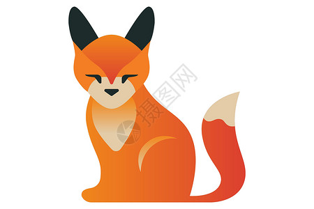 狡猾的狐狸边框红色最小狐狸 长尾的动物设计图片