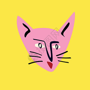 长着可爱面孔的滑稽小猫 怪异的漫画小猫 现代涂鸦风格的比萨罗情人节卡片 矢量插图流行打印贴纸亲热情感乐趣艺术海报手绘卡通片背景图片
