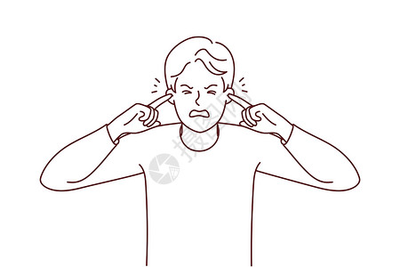 忍受令人不快的人闭着耳朵时会发出噪音设计图片