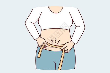 肚子胖妇女想要减肥 腰部尺寸要测量以跟踪培训结果 Victor 图像插画