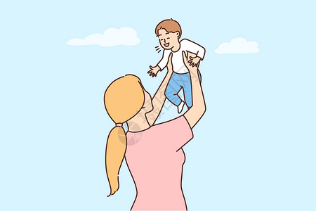 婴儿智力微笑的母亲与婴儿玩耍插画