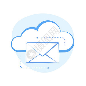 登陆图标素材具有在线消息概念的电子邮件云服务 云托管通信 可远程访问消息 基于云的电子邮件服务存储平面设计矢量图标插画