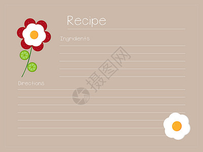 笔记的食谱空白模板 用香肠和黄瓜炒鸡蛋说明背景图片